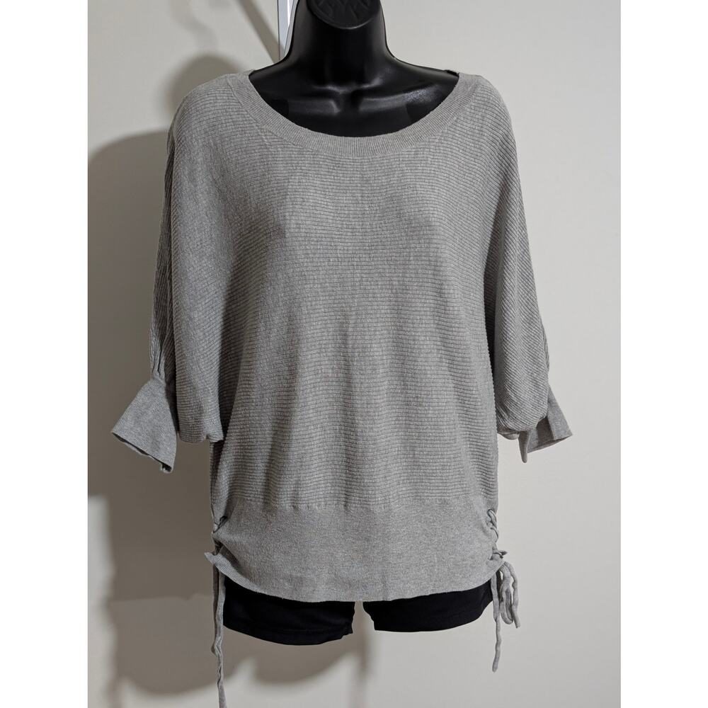 GAP Gray Dolman Sleeve Ribbed Lace-up Pullover Sweater Top Medium
